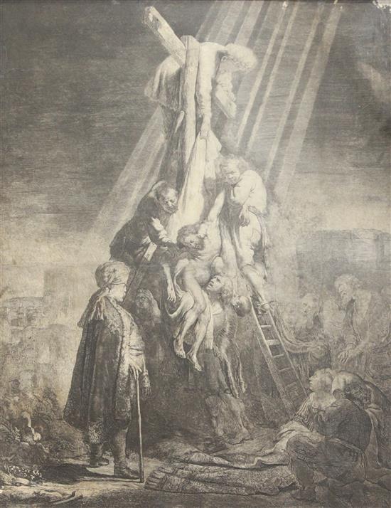 Rembrandt Van Rijn (1606-1669) Descent from the cross, 1633 2nd plate - 1st rolling 20.75 x 16in.